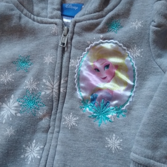 Disney Frozen Zip Hooded Jacket Grey Girls Size 2T - Picture 10 of 10